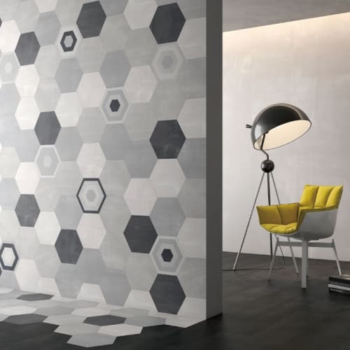 鹿特丹清水模六角磚-灰花磚