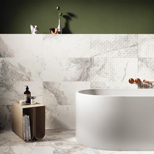 3D黃金雕刻白大理石磁磚