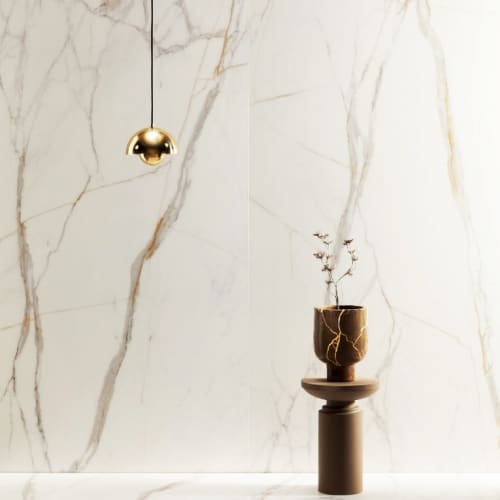 倫巴底黃金卡拉拉白大理石大板磚