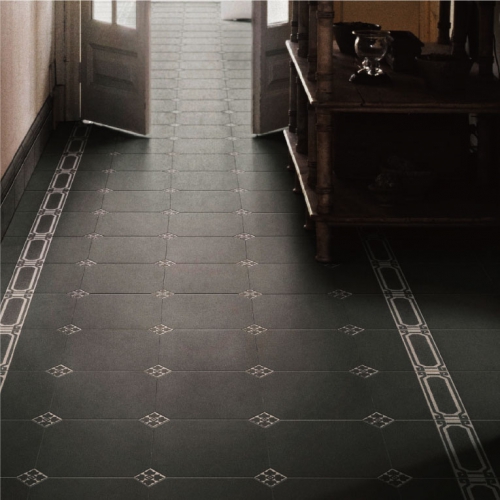 英式八角花磚-古典黑花