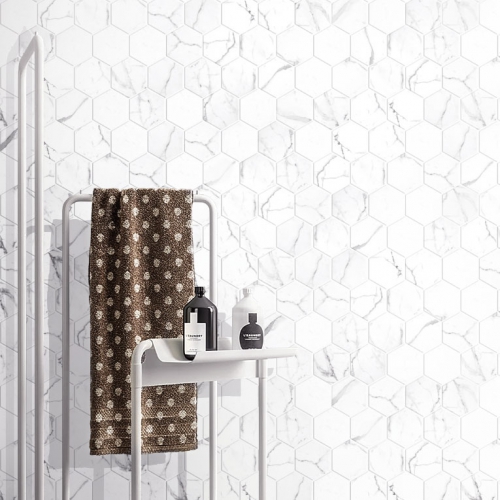 六角磚馬賽克-卡拉拉白大理石