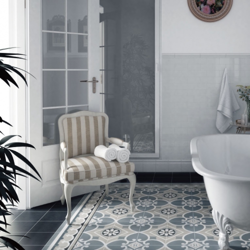 羅莉塔地毯花磚-黛藍