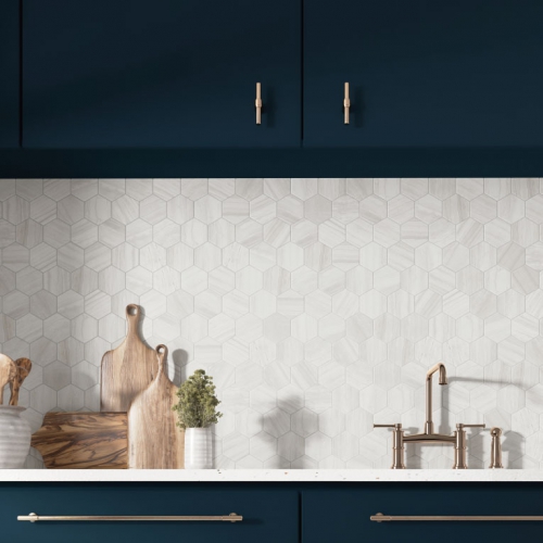 亞里斯石紋六角磚-質調白