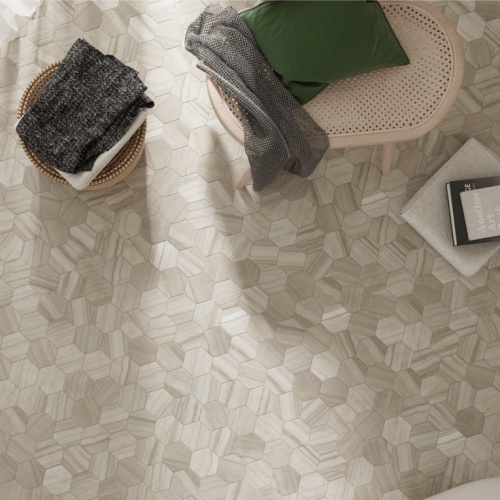 亞里斯石紋六角磚-柔金色