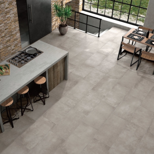 底比斯清水模磁磚-銀灰白