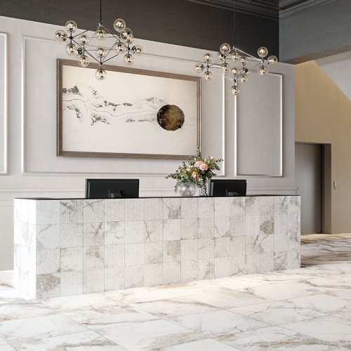 浮雕花磚-3D黃金雕刻白大理石磁磚