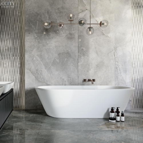 克拉科夫石紋大板磚-岩亮灰