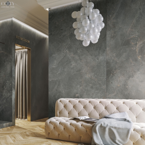 克拉科夫石紋大板磚-岩亮黑