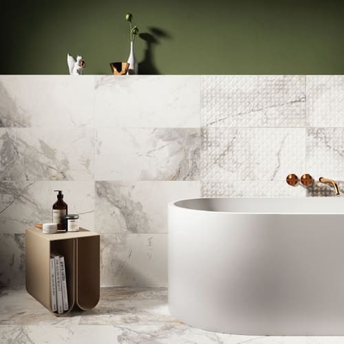 3D黃金雕刻白大理石磁磚