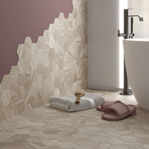 亞里斯石紋六角磚-柔金色