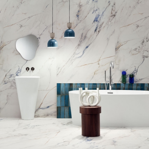 亞得里大理石大板磚-藍紋亮白-亮面