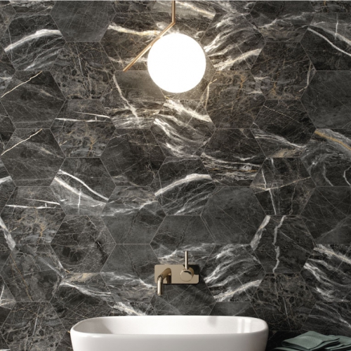 諾曼大理石六角磚-雕刻黑