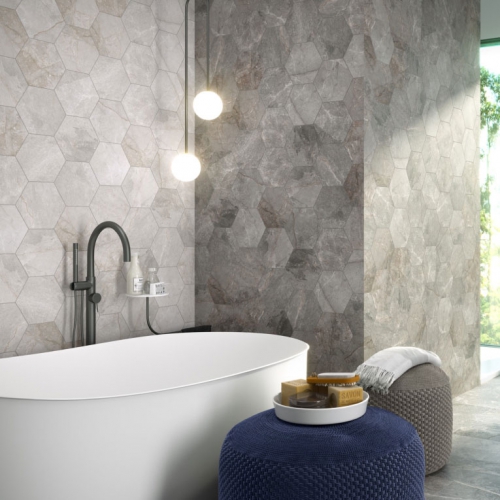 佛利蒙石紋六角磚-礫岩灰