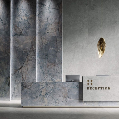 莫內藍大理石薄板磚-亮面