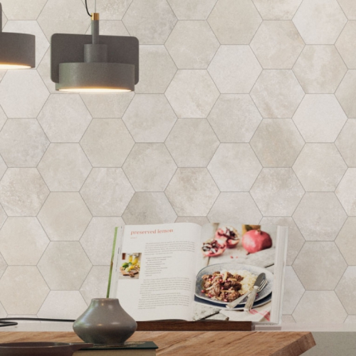 班德堡清水模六角磚-粉光米