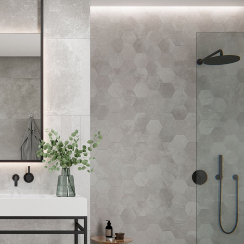 班德堡清水模六角磚-清水灰