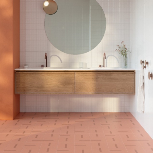 波蒂奇線條花磚-珊瑚紅