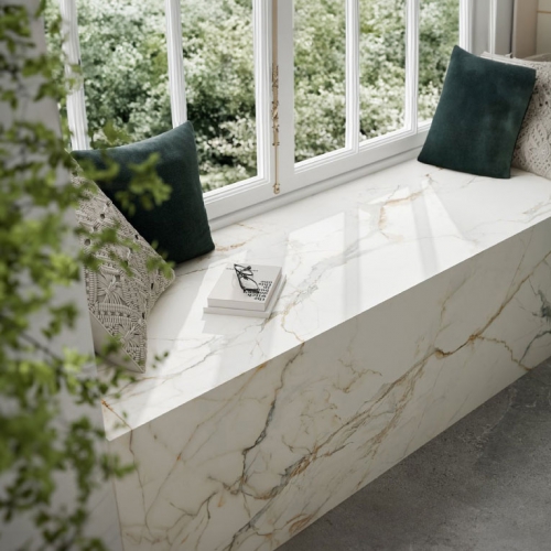 黃金雕刻白大理石薄板磚-柔拋