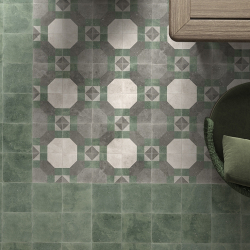 聖若澤窯變復古花磚-八角綠