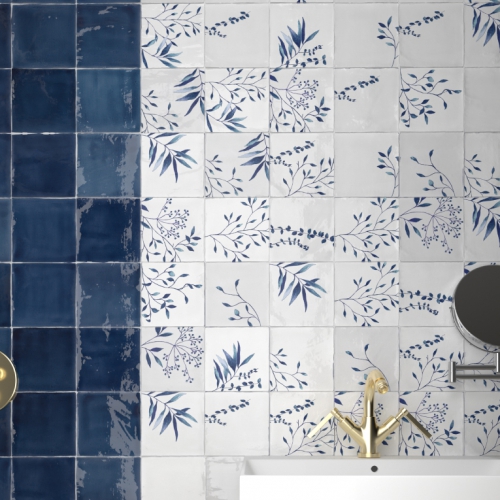 聖安娜花磚-悠藍-亮面