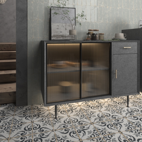 卡梅塔復古花磚-邊花藍