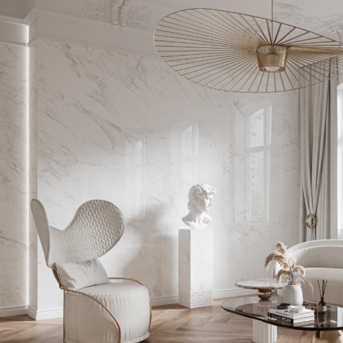 雪白卡拉拉大理石薄板磚-亮面