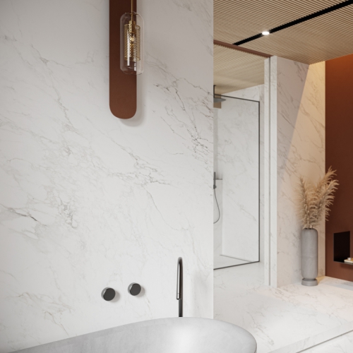 雪白卡拉拉大理石薄板磚-亮面