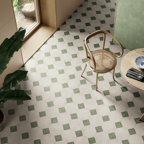 海爾倫美式八角磚-白八角綠