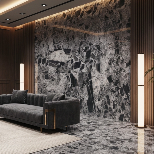 但丁黑大理石薄板磚-半拋